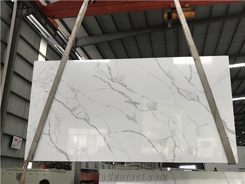 Ms7006 Popular Calacatta Artificial Quartz Slabs