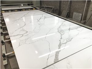 Ms7006 Popular Calacatta Artificial Quartz Slabs