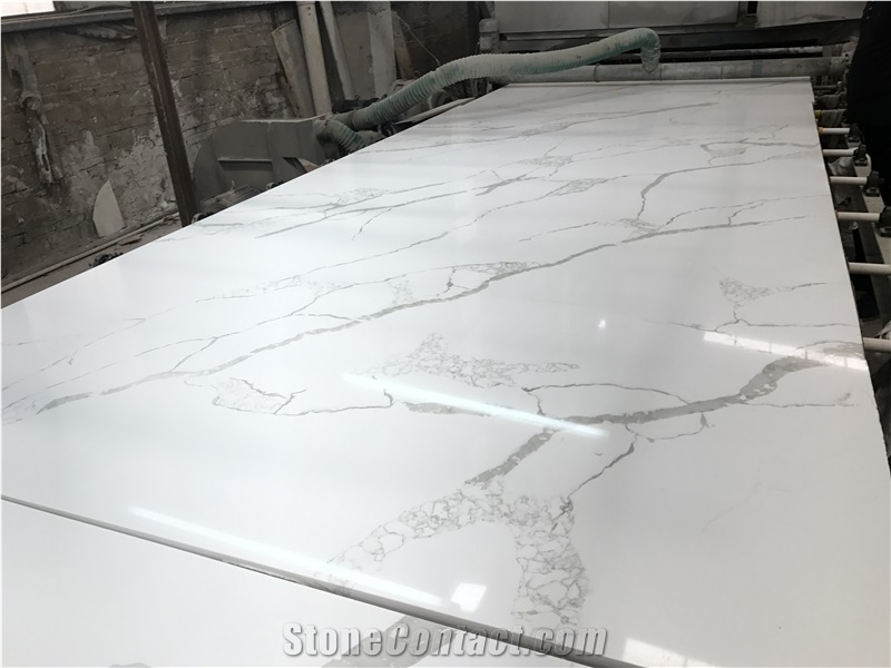 Ms7006 Popular Calacatta Artificial Quartz Slabs