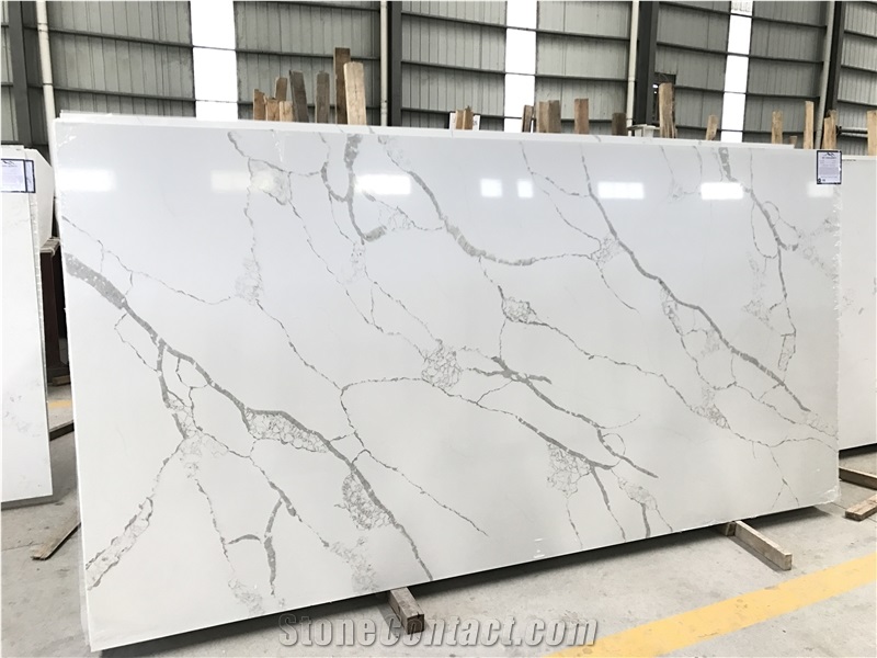 Ms7006 Popular Calacatta Artificial Quartz Slabs