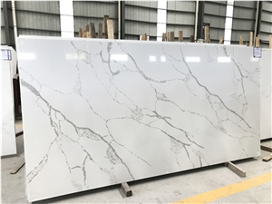 Ms7006 Popular Calacatta Artificial Quartz Slabs