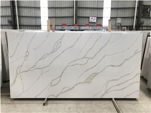 Ms7007 Cut to Size Polished Calacatta Quartz Slabs