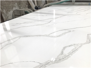 Ms7007 White Calacatta Quartz Slabs