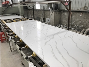 Ms7007 White Calacatta Quartz Slabs