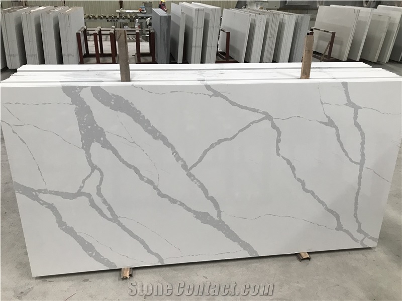 Ms7008 Calacatta Quartz Countertops Slabs