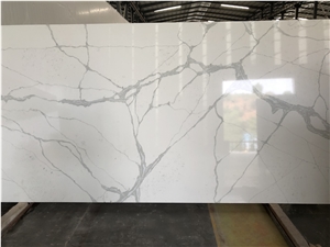 Ms7205 Nice Surface Veins Calacatta Quartz Slabs