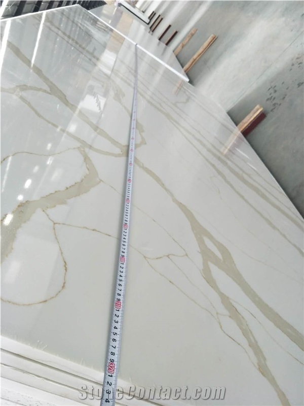 Ms7381 China Man Made Stone Calacatta Gold Quartz