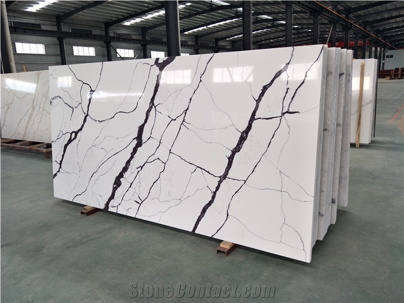 Ms7388 Purple Calacatta Quartz Stone Slabs