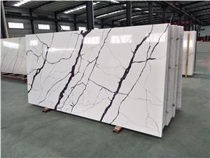 Ms7388 Purple Calacatta Quartz Stone Slabs