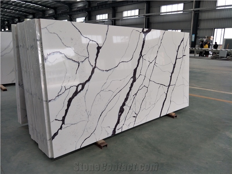 Ms7388 Purple Calacatta Quartz Stone Slabs