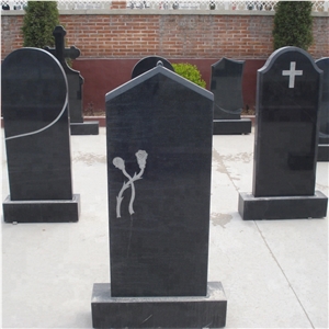 Natural Stone Black Granite Carving Tombstone
