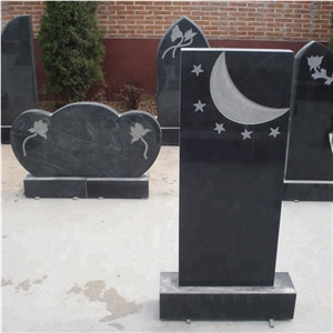 Natural Stone Black Granite Carving Tombstone
