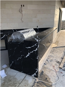 Nero Marquine Quartz Artificial Countertop,Bar Top