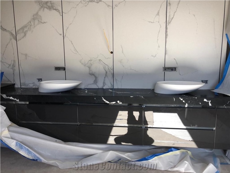 Nero Marquine Quartz Artificial Countertop,Bar Top