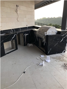 Nero Marquine Quartz Artificial Countertop,Bar Top
