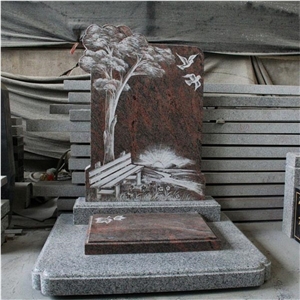 Poland Style Ruby Red Granite Gravestone
