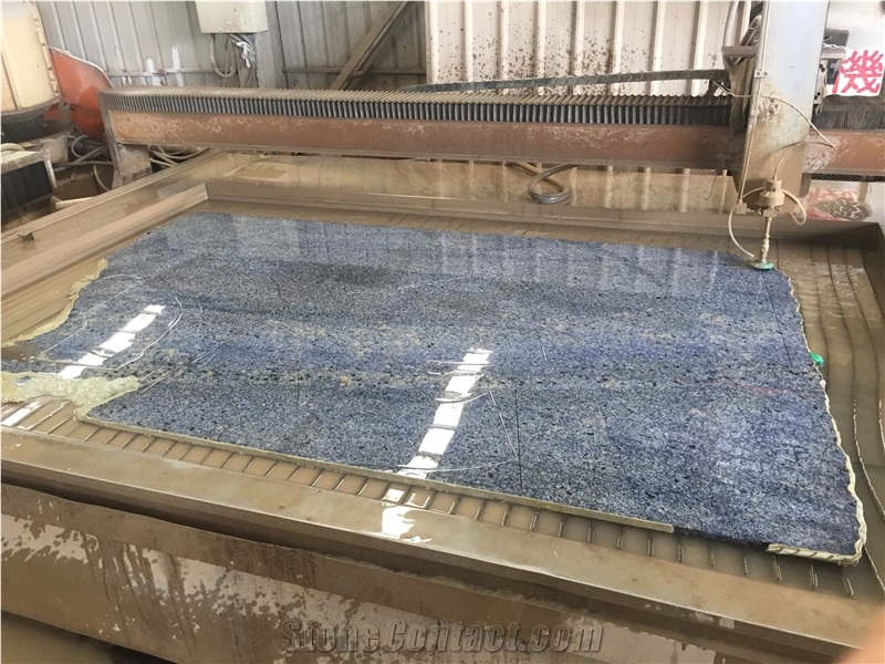 Polished Azul Bahia Granite Slab