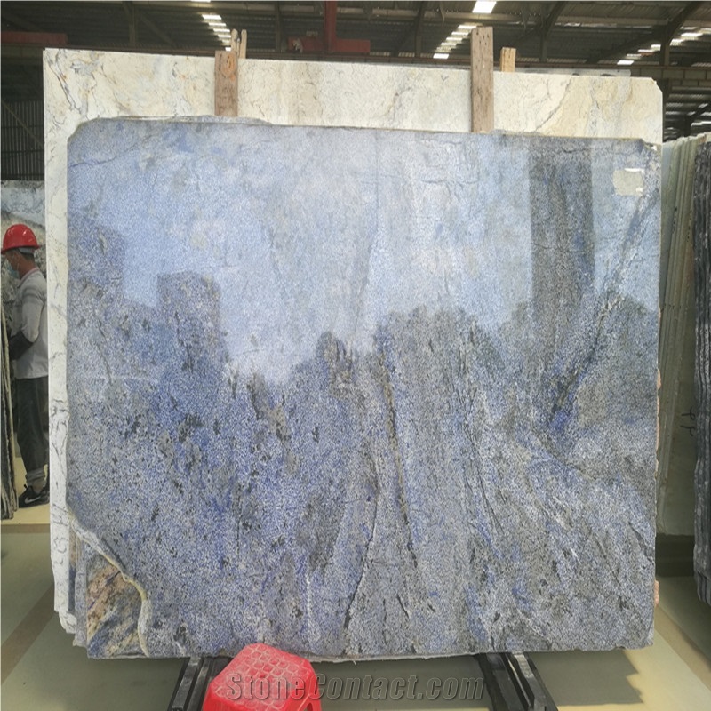 Polished Azul Bahia Granite Slab