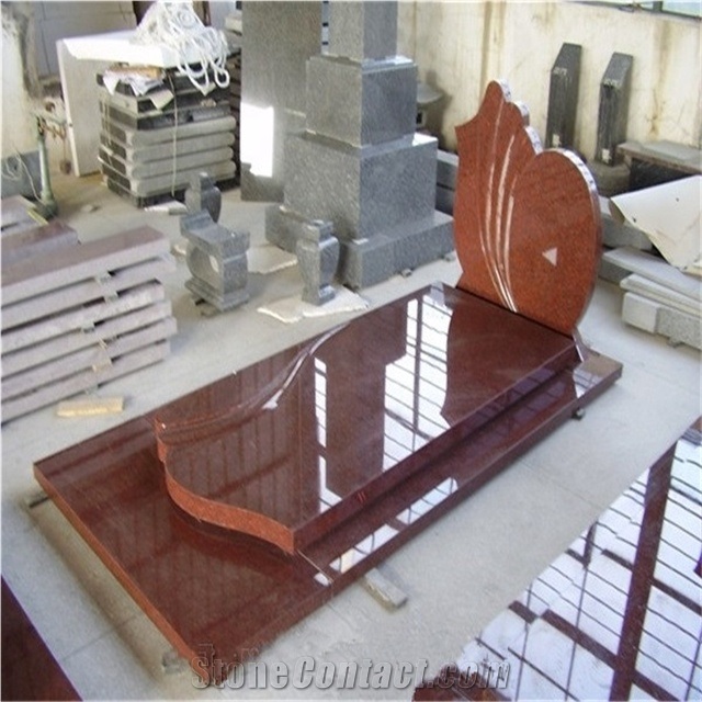 Polished Red Granite Engraved Tombstones