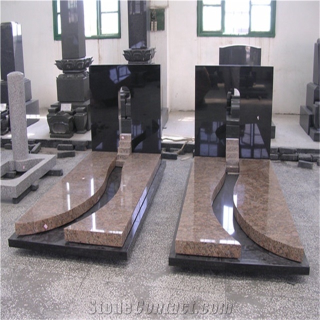 Polished Red Granite Engraved Tombstones
