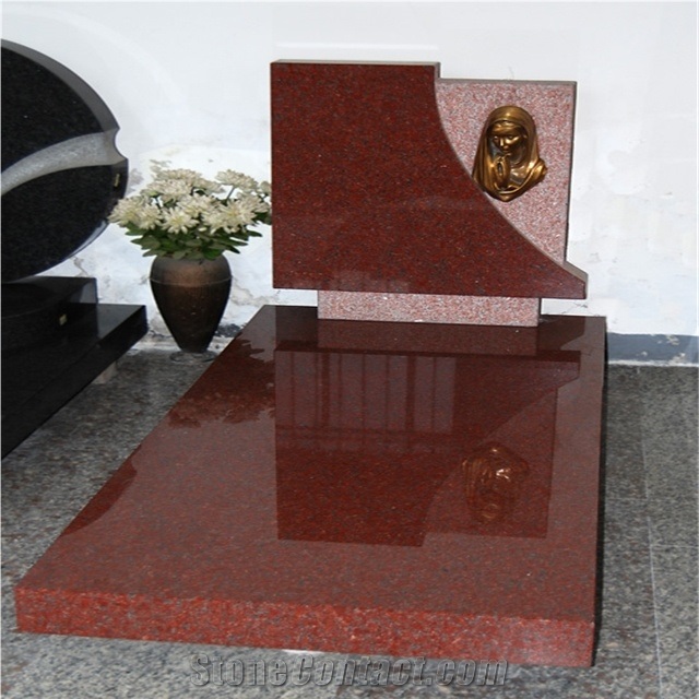 Polished Red Granite Engraved Tombstones