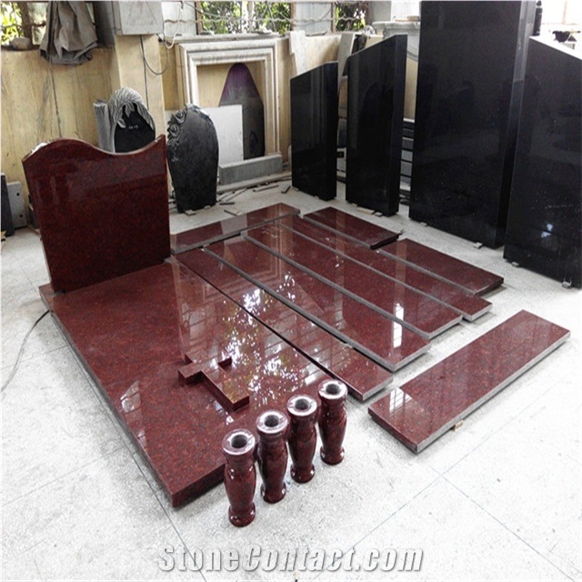 Polished Red Granite Engraved Tombstones