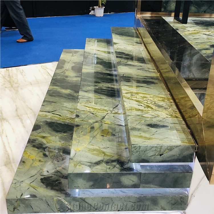 Popular Dreaming Peacock Green Marble Stair Riser