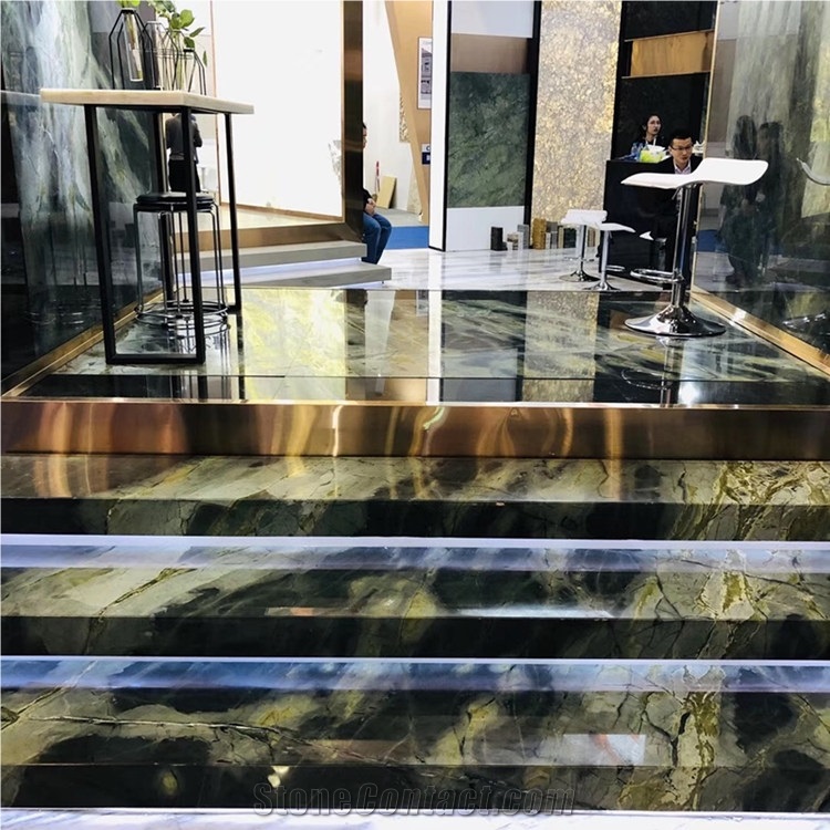 Popular Dreaming Peacock Green Marble Stair Riser
