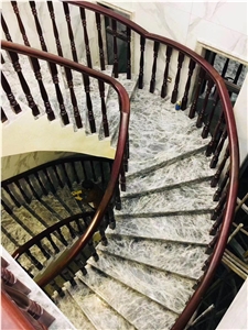 Snow Mountain Silver Fox Grey Marble Stair Tiles
