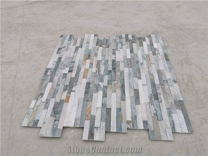 White Grain Quartz Glued Culture Stone Wall Panel