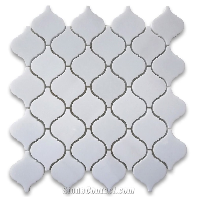 White Marble Medium Arabesque Baroque Lantern Tile