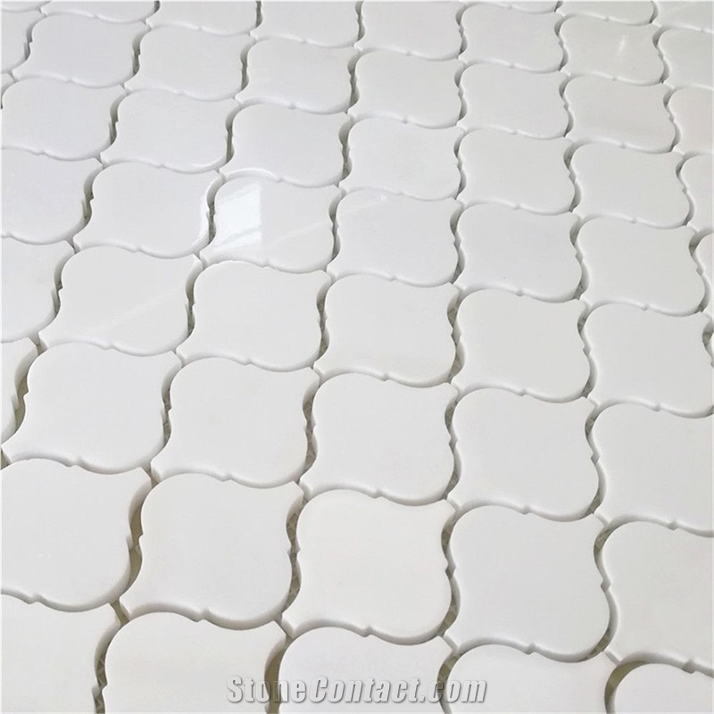 White Marble Medium Arabesque Baroque Lantern Tile