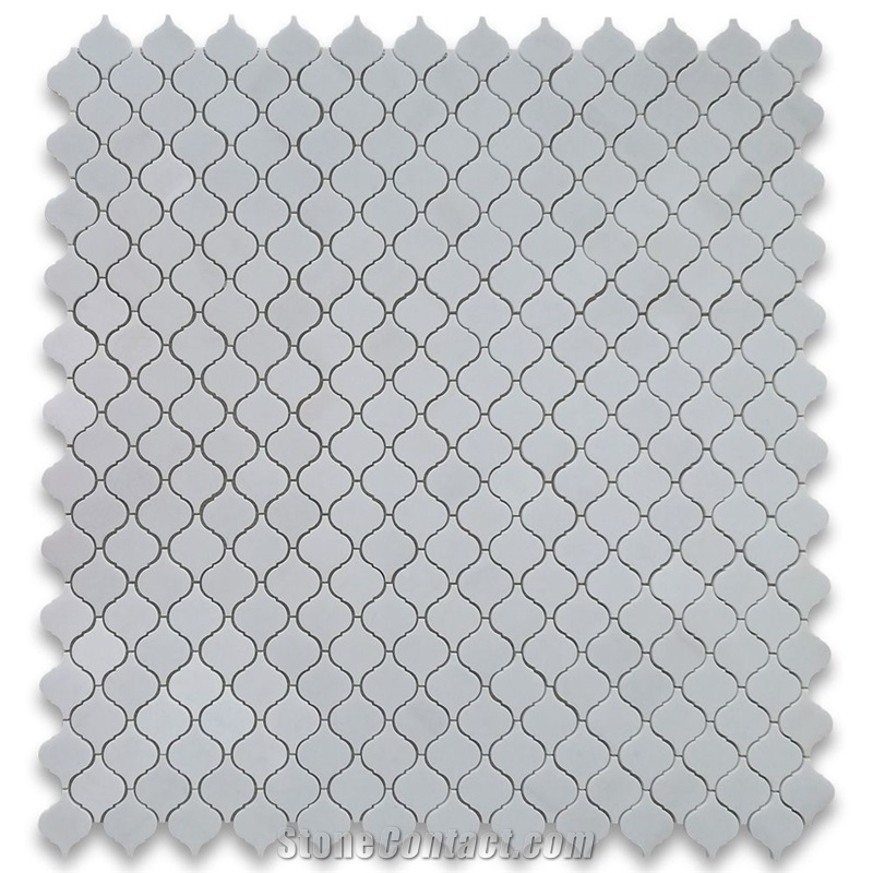 White Marble Medium Arabesque Baroque Lantern Tile
