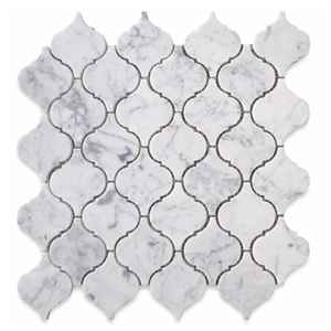 White Medium Lantern Shaped Arabesque Baroque Tile