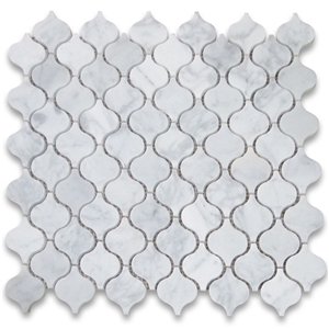 White Mini Lantern Shaped Arabesque Baroque Mosaic