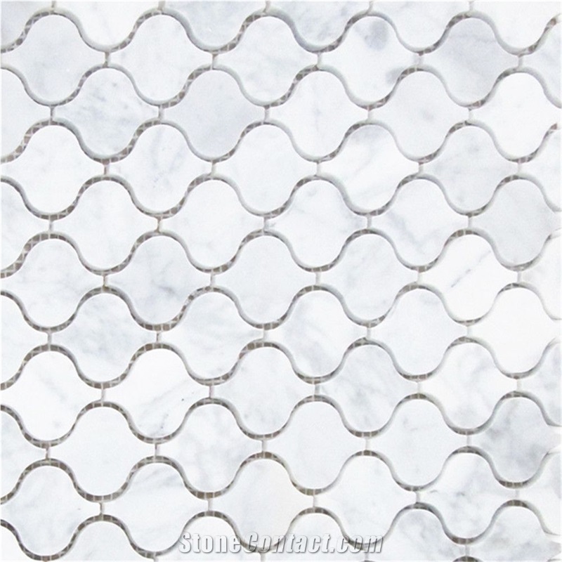 White Mini Lantern Shaped Arabesque Baroque Mosaic