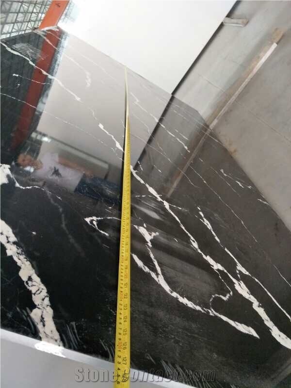 White Stripe in Black Quartz Stone Ms6222