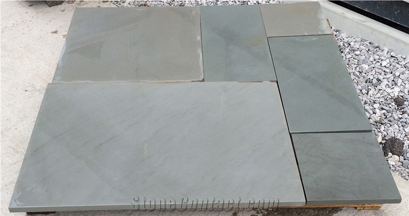 Kandla Grey Smooth Sandstone Sawn Cut Slabs