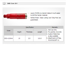 Gmb Core Drill Bits Wet Use