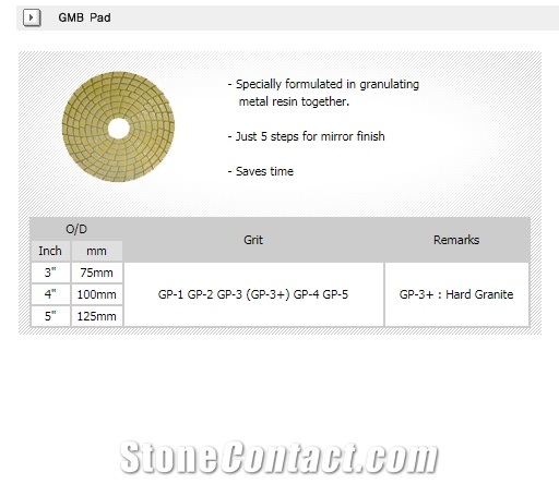 Gmb Polishing Pad for Hard Granite