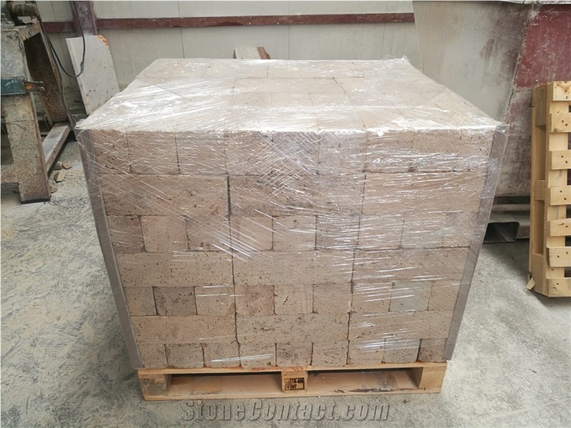 Classic Travertine Tumbled Bricks Landscaping Wall Products