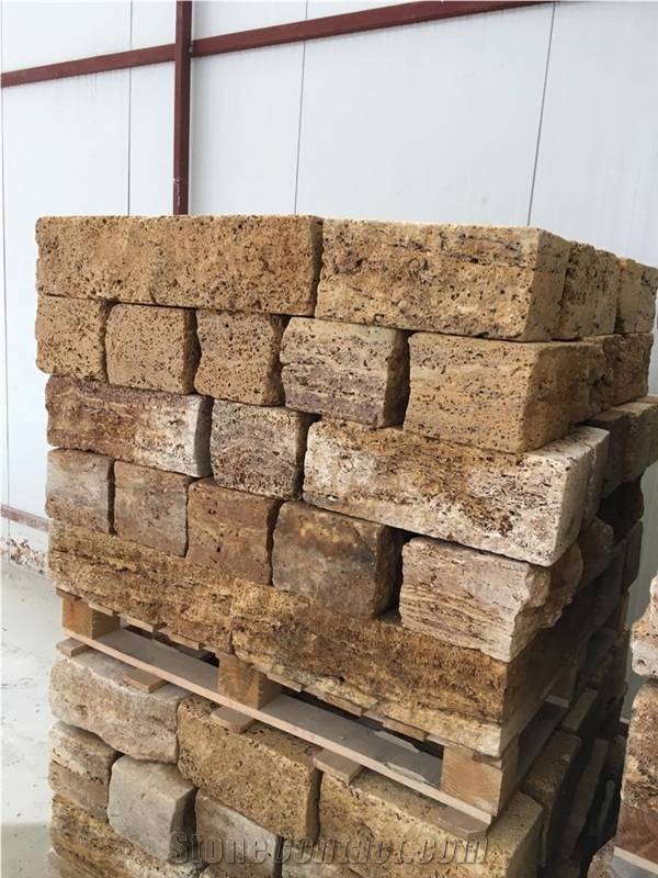 Gold Travertine Garden Retain Wall Stones