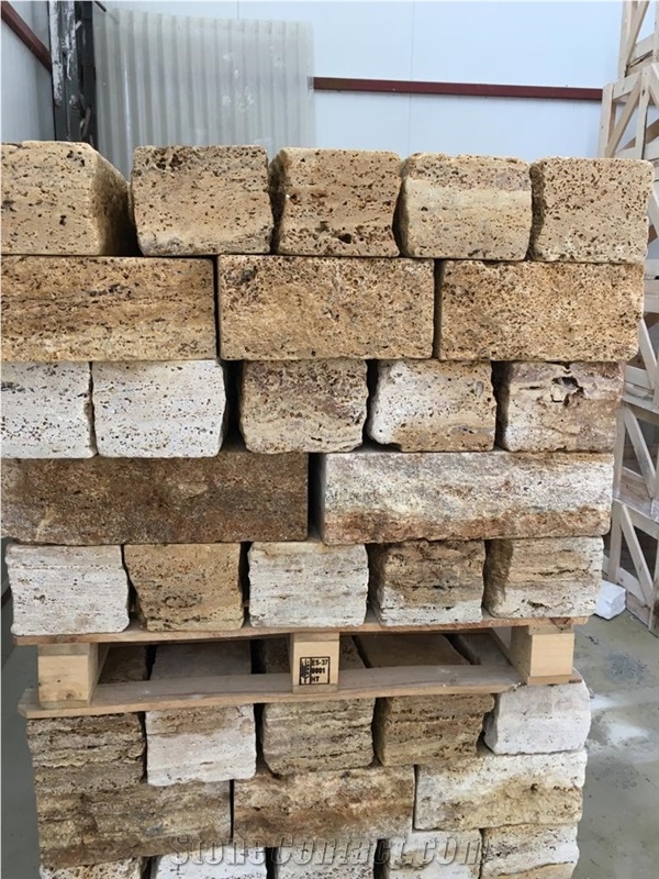 Gold Travertine Garden Retain Wall Stones