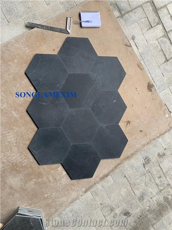 Bluestone Honed Hex 30cm. Mosaic