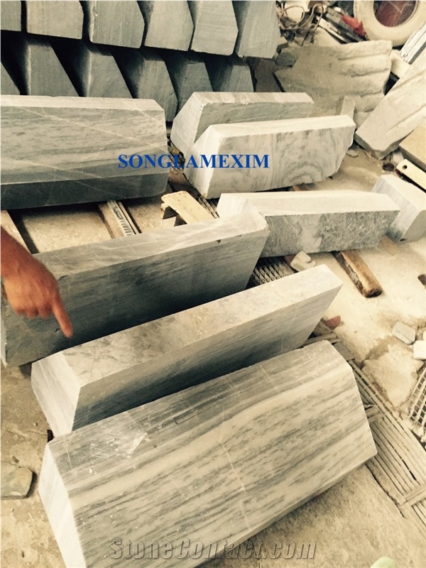 Grey Stripe Marble Sandblasted Kerbs