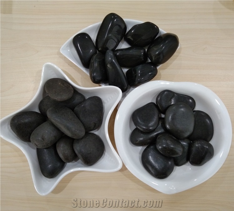 High Light Andd Polished Black Pebble Stone Nj-008