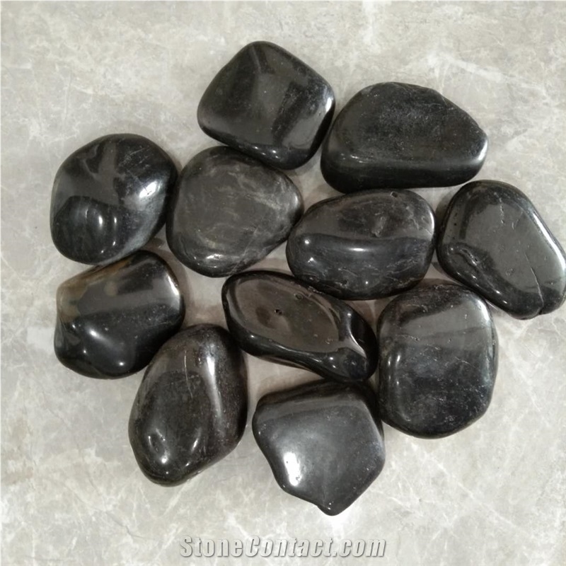 High Light Andd Polished Black Pebble Stone Nj-008