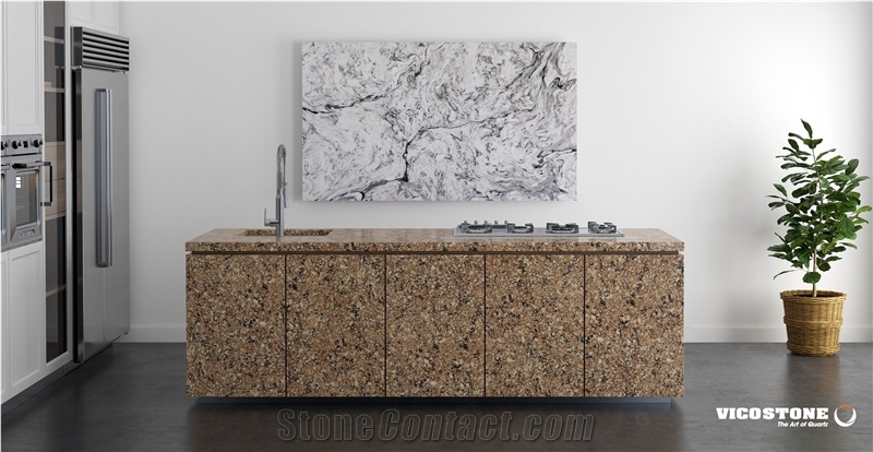 Carmen Brown Quartz Island Countertop Vicostone Bq9340