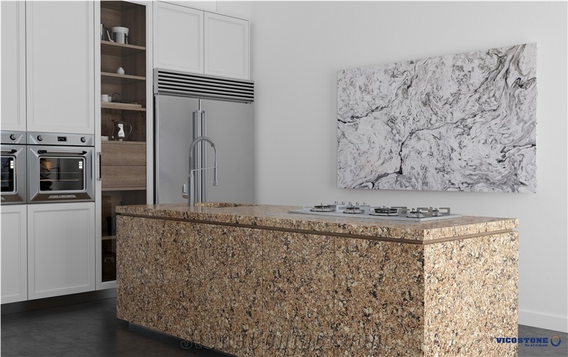 Carmen Brown Quartz Island Countertop Vicostone Bq9340