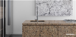 Carmen Brown Quartz Island Countertop Vicostone Bq9340